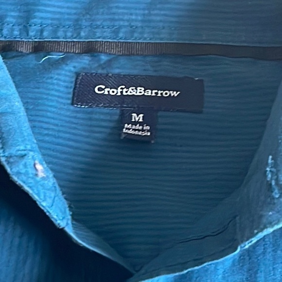 CROFT&BARROW MEN Shirts Casual Button Down Shirts Blue Pin Stripe Medium - Picture 6 of 13